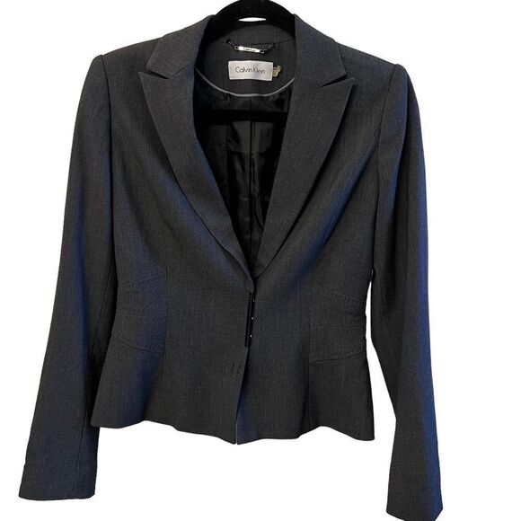 Calvin Klein 2-piece Suit Dark Gray Blazer size 2 - Picture 2 of 12